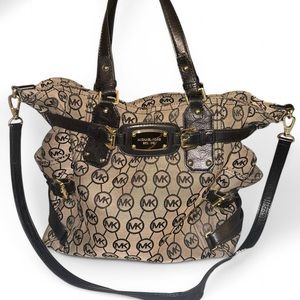 Vintage Michael Kors Brown Monogram Black Signature Tote/Shoulder Bag